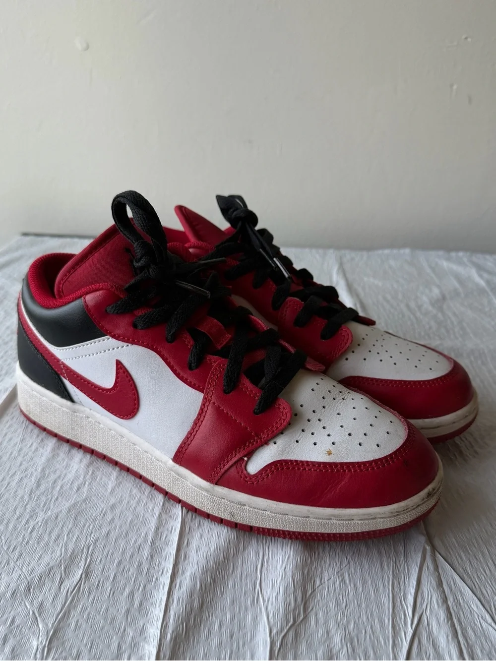 Jordan Men’s Low-Top Sneakers in Red, White & Black